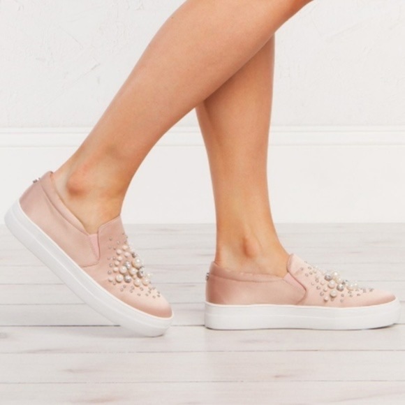 Steve Madden Shoes - Steve Madden Pink Pearl Stud Slip On Shoes